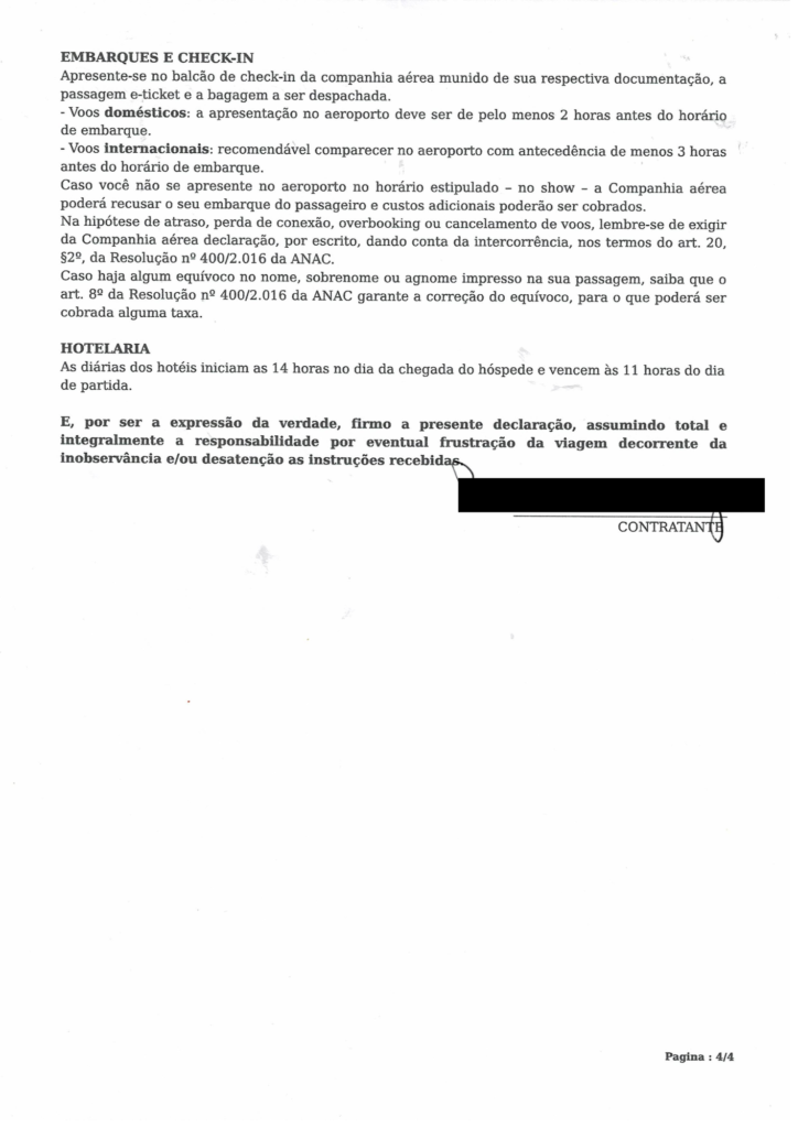 Contrato da agência de viagens